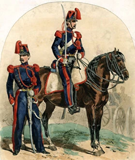 Images Dated 12th May 2007: French artillery uniforms, 19th century
