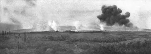 Black Smoke Prints: French Attack North of Hurtebise; Triggered assault waves of the 152nd... Creator: Unknown