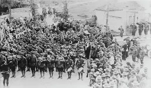 Military Band Prints: French band & U.S. troops, 1917 or 1918