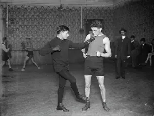 Gymnasium Prints: French boxer Charles Little Apache Ledoux and Frank Fleming
