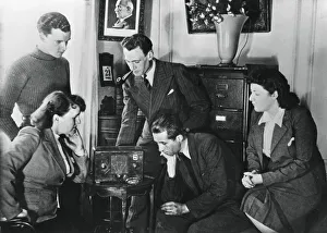 Vichy Regime Prints: French citizens listening to a broadcast by Vichy deputy premier Admiral Darlan