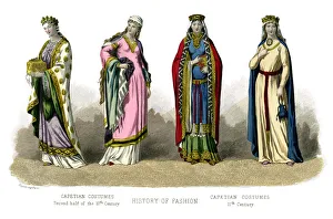 Eleventh Century Prints: French costume: Capetian, 10th-11th century, (1882)