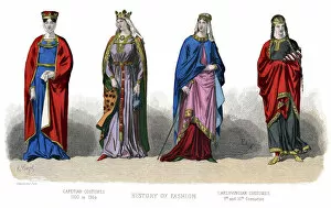 Carlovingian Gallery: French costume: Capetian, Carlovingian, (1882)