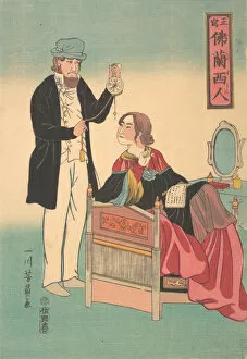 French Couple, 4th month, 1861. Creator: Yoshikazu