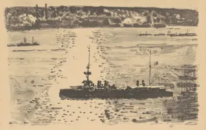 Frederick Childs Hassam Prints: The French Cruiser, 1918. Creator: Frederick Childe Hassam