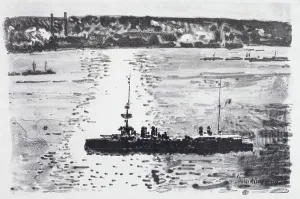 Frederick Childs Hassam Prints: French Cruiser, c1900-1935. Creator: Frederick Childe Hassam