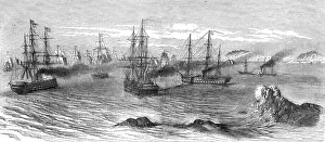 The French and English Fleets approaching the Aland Islands, 1854. Creator: Unknown