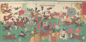 Acrobats Prints: French Equestrian Circus on the grounds of Asakusa Kannon temple
