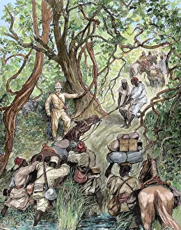 French expedition opens way into the Nieniya mountains, Sudan, Africa, 1893. Creator: Unknown