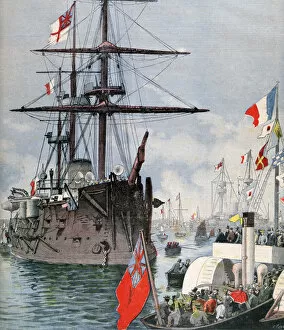 Military Vehicle Gallery: French Flotilla in Portsmouth Harbour, 1891. Artist: F Meaulle
