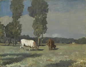 Pasture Prints: French Landscape with Cattle, 1881. Creator: Christian Skredsvig