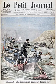 The French Linois Class cruiser Galilee saving french sailors, 1903