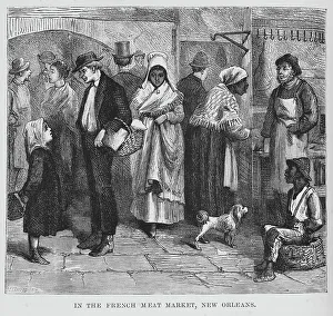 Meat Market Prints: In the French meat market, New Orleans, 1882. Creator: Unknown