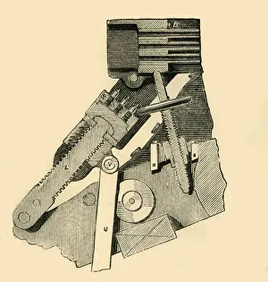 Mackenzie Collection: French Mitrailleuse - Section of the Breech (with the Block or Closer Drawn Down), c1872