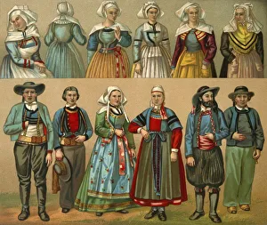 Didot Prints: French national costume, late 19th century. Creator: Daniel Urrabieta Vierge