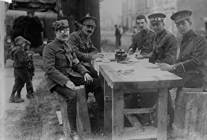 Breakfast Prints: French Officer breakfasts with English, between 1914 and 1918. Creator: Bain News Service