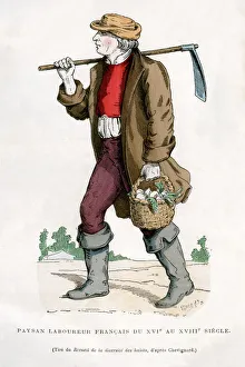 Hoeing Prints: French peasant farm labourer, 16th century (1882-1884)