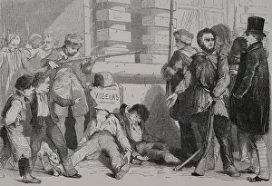 How the French people punished thieves, French Revolution, 1830 (1856). Creator: Unknown.<br> How the French people punished thieves, French Revolution, 1830 (1856)