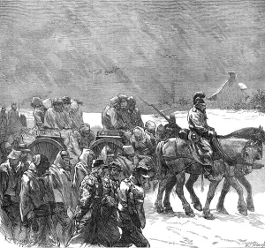 Prisoners Prints: French prisoners on the road between Etampes and Orleans