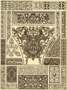 French Renaissance ornament on wood and metals, (1898). Creator: Unknown