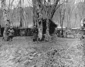 Soup Kitchen Prints: French rest area and soup kitchen behind the lines, World War I, 1915