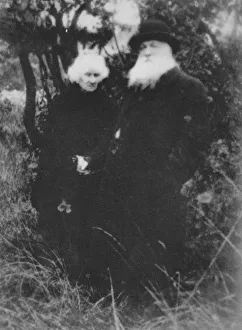 French sculptor Auguste Rodin photographed in the park of his villa at Meudon, 1916, (1939)