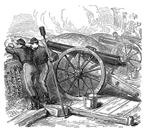 Courbevoie Paris France Prints: The French Siege of Paris: battery at Courbevoie, 1871. Creator: Unknown