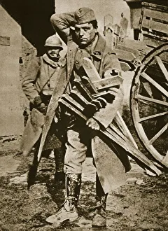 Greatcoat Prints: French soldier with wooden crosses to be placed on temporary graves