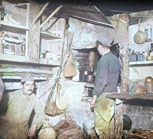 Trenches Prints: French soldiers in captured German officers kitchen