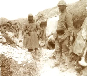 French soldiers at a captured German trench, c1914-c1918