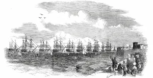 William Henry Prior Prints: The French Squadron in Position, 1850. Creator: Unknown