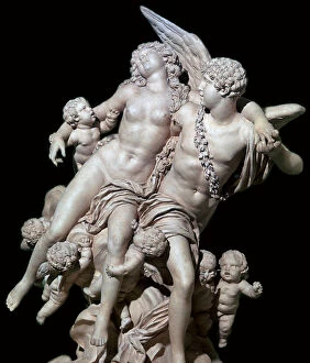 Putti Collection: French statue of Eros and Psyche, 18th century. Artist: Claude Michel