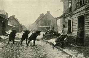 Under Fire Prints: French troops crossing a village street under German fire