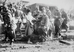 Refreshment Prints: French troops drinking water on march, between c1914 and c1915. Creator: Bain News Service