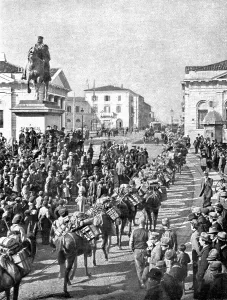 Lillustration Prints: French Troops in Italy; In Brescia: a machine gun unit march past the Garibaldi