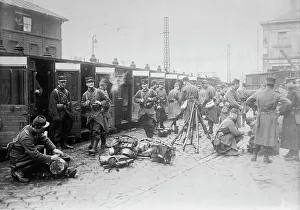 Logistics Prints: French troops leaving train, between c1914 and c1915. Creator: Bain News Service