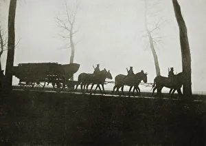French troops on the road to the trenches, France, World War I, 1916