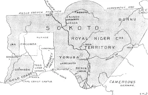Ocean Prints: The French in West Africa: map with shaded portion denoting the sphere of British influence