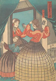 Utagawa Kenjiro Prints: French Woman and Girl, from the series Foreign Merchants in Yokohama, 1861