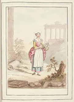 1776 Prints: Freschetana Girl, leaf from A Collection of Dresses by David Allan Mostly from Nature