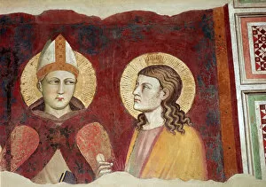 Fresco of a bishop, 14th century