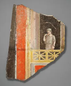 Fresco Fragment: Woman on a Balcony, 10 B.C.-A.D. 14. Creator: Unknown