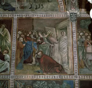 Fresco of the raising of Lazarus, 14th century