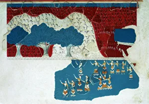 Fresco of the royal court of the Minoan palace at Knossos, 18th century BC Fresco of the royal court of the Minoan palace at Knossos, 18th century BC