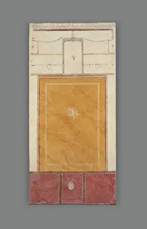 Garlands Prints: Frescoed Wall with White Ground and Yellow Center Panel, A.D. 50-79. Creator: Unknown