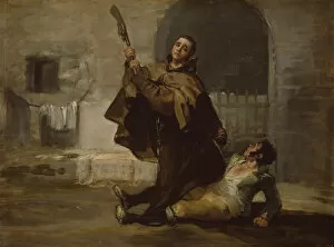 Fallen Gallery: Friar Pedro Clubs El Maragato with the Butt of the Gun, c. 1806. Creator: Francisco Goya
