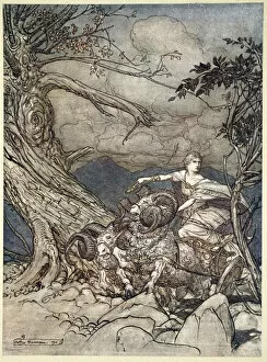 The Valkyrie Gallery: Fricka approaches in anger, 1910. Artist: Arthur Rackham