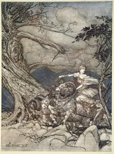 The Valkyrie Prints: Fricka approaches in anger, 1910. Artist: Arthur Rackham
