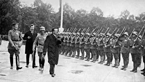 Chancellor Of Germany Collection: Friedrich Ebert (1871-1925) inspecting the troops, Germany, 1922