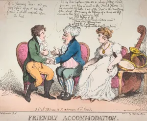 French Horn Prints: Friendly Accommodation, February 25, 1802. February 25, 1802. Creator: Thomas Rowlandson
